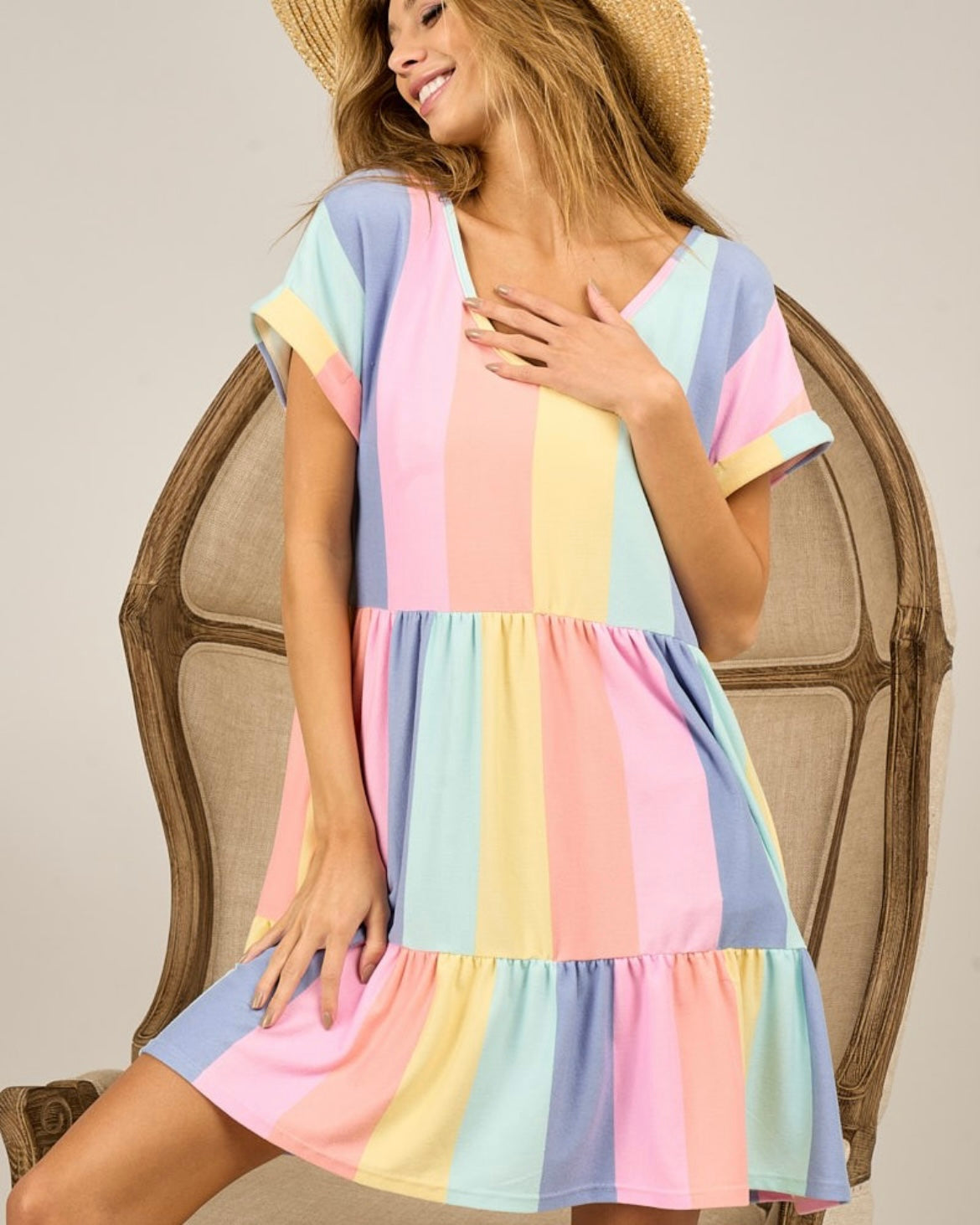 Multi Stripe Hacci Knit Dress