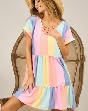 Multi Stripe Hacci Knit Dress