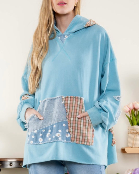 Multi Print Patch Terry Hoodie