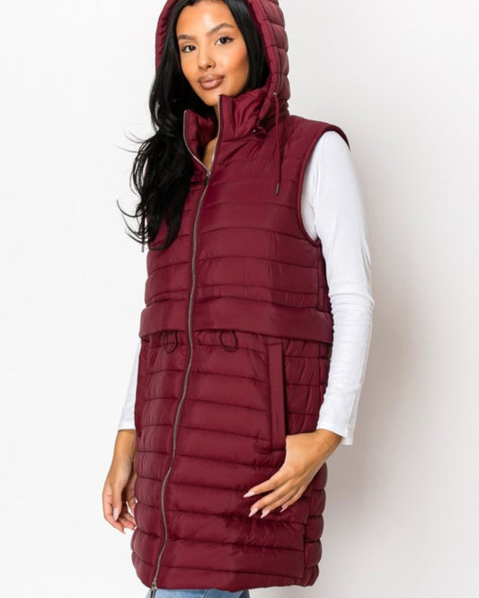 Long Sherpa Hooded Vest