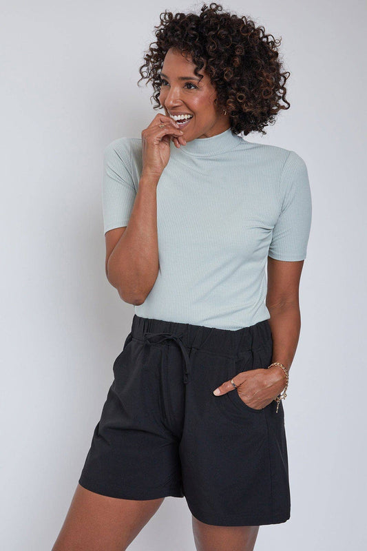 Black Elastic Waist Short