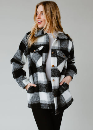 Black, Gray & White Plaid Jacket