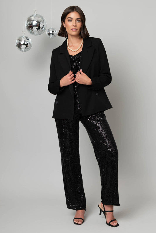 Pull On Shimmer Wide Leg Pant: Black