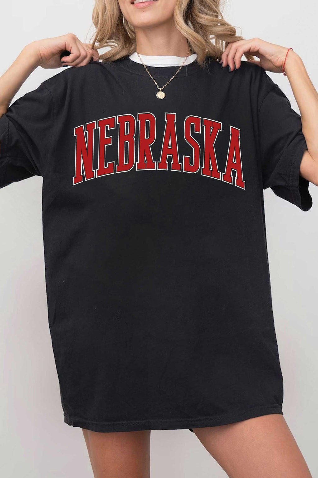 NEBRASKA PUFF OVERSIZED TEE-BLACK