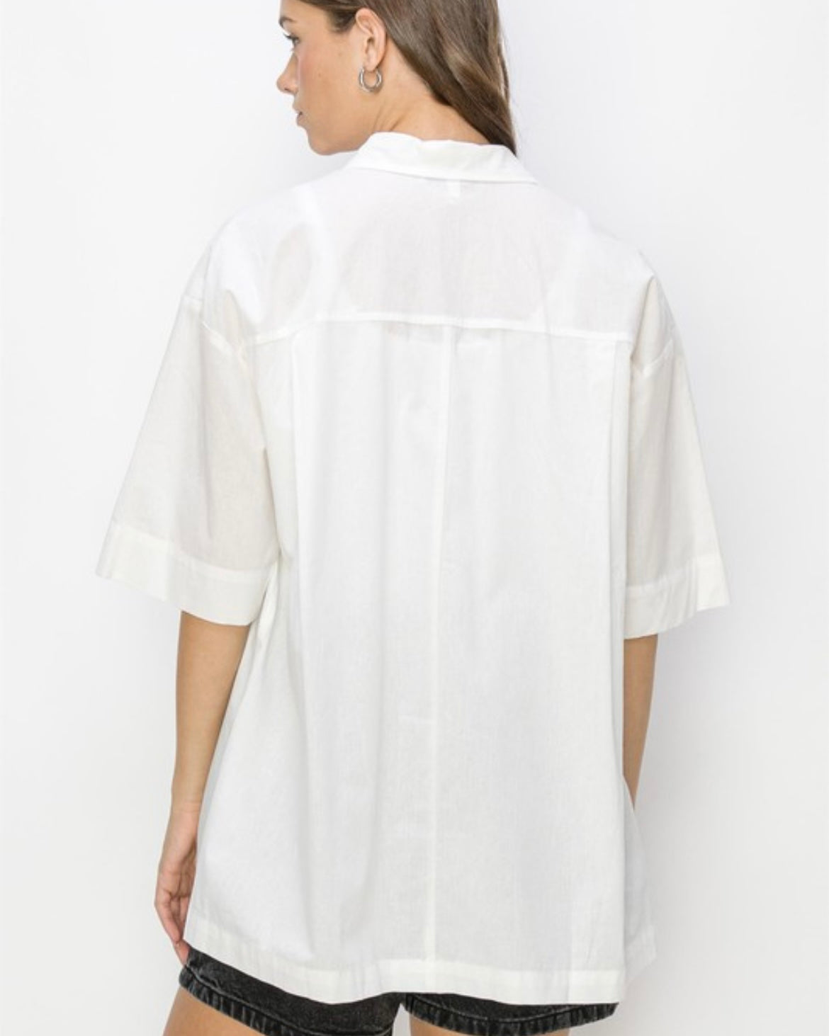 Poplin Oversized Short Sleeve Shirt