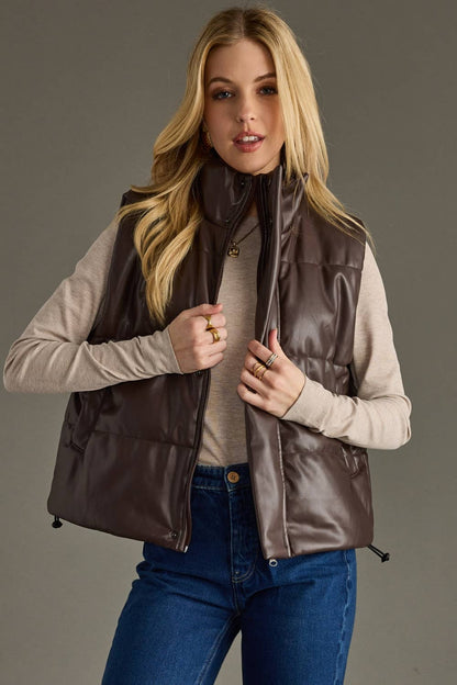 Brown Faux Leather Vest