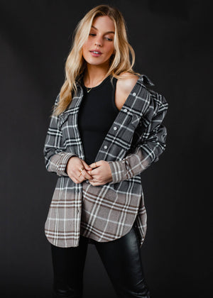 Gray, Black & White Plaid Flannel