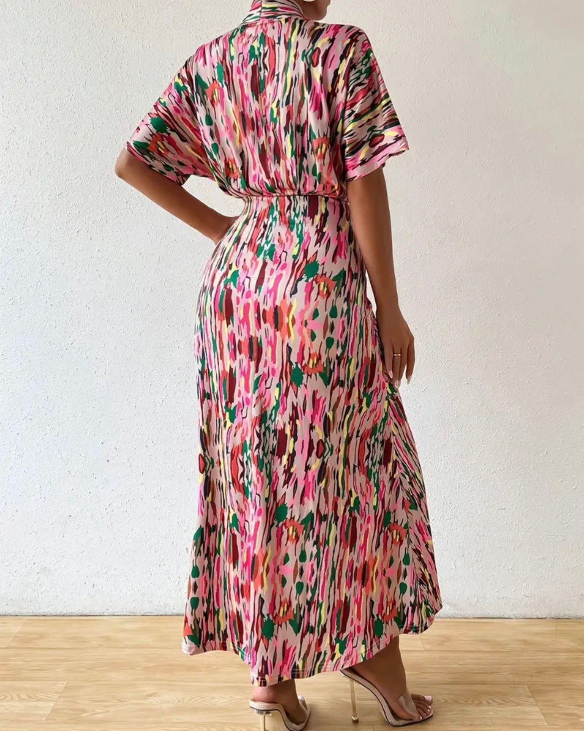 Multi Color Ruched Maxi Dress