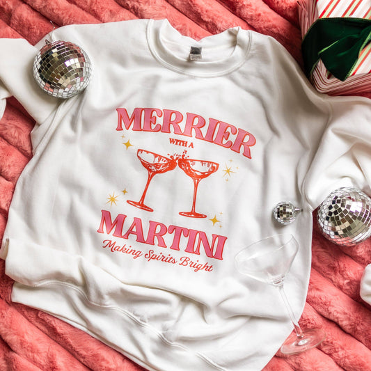 Merrier with a Martini Sweatshirt/ Ash