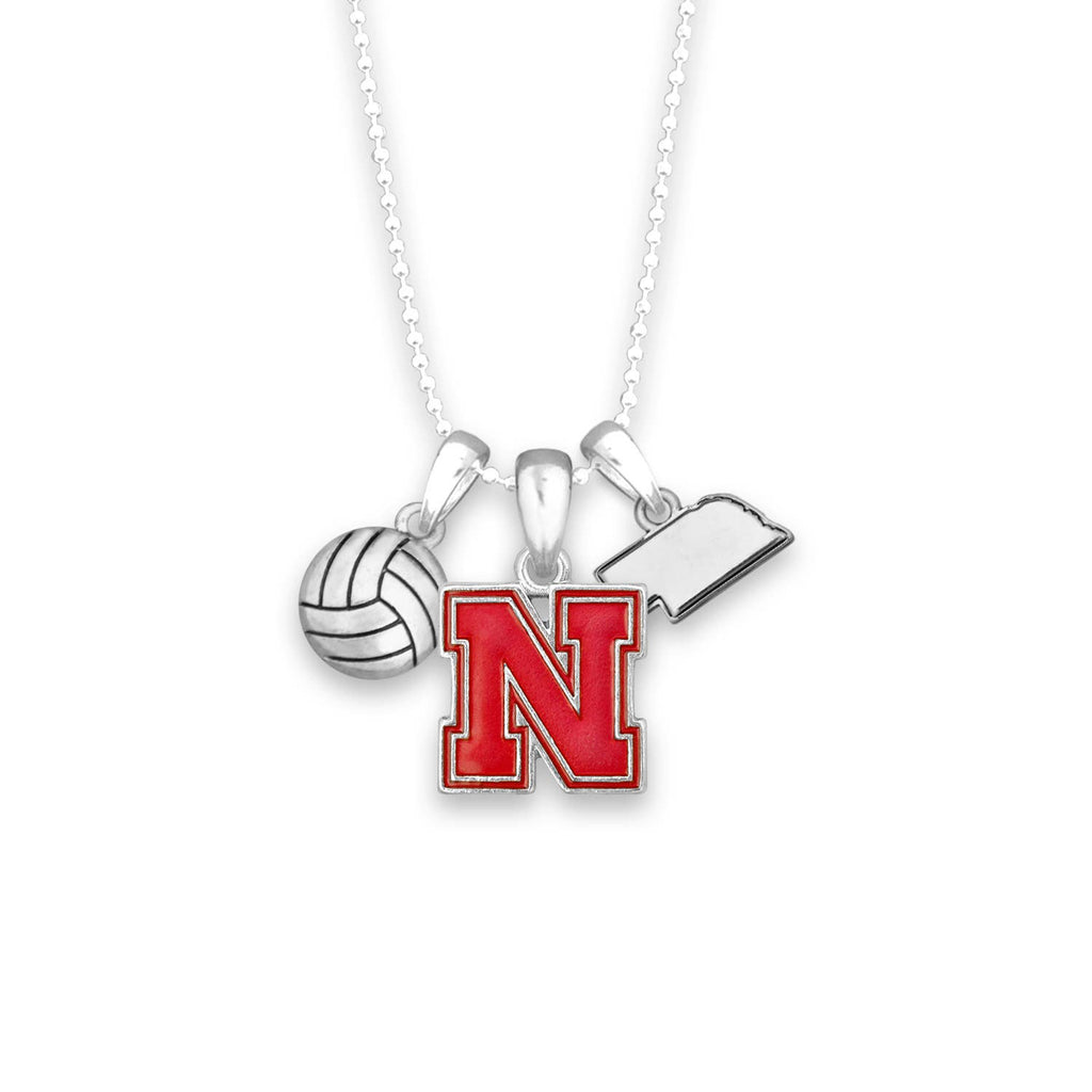 Nebraska Huskers Volleyball Charm Necklace