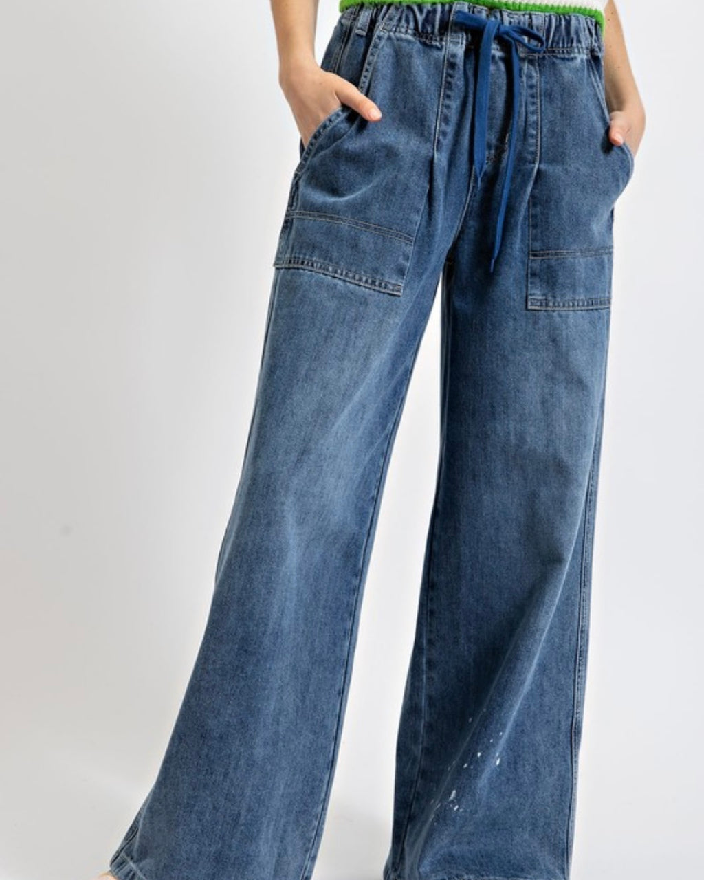 Washed Denim Pants Blue