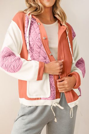 Quilted Patchwork Loose Fit Hooded Jacket