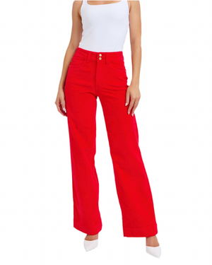 High Waist Red Corduroy Trouser