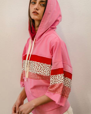 French Terry Mix Pattern Hoodie