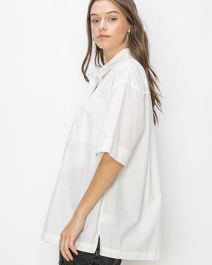 Poplin Oversized Short Sleeve Shirt