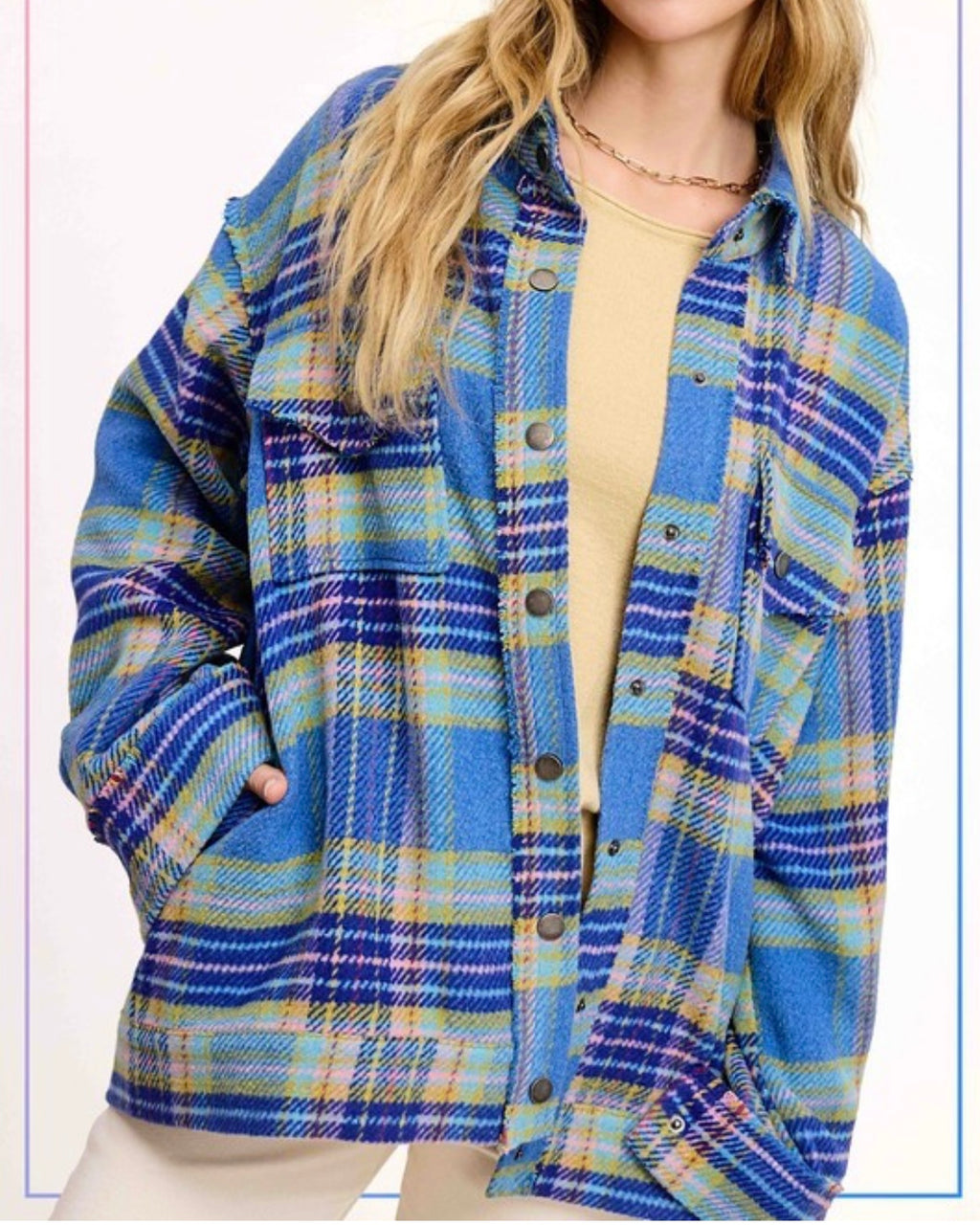 Oversized Button Front Plaid Shacket