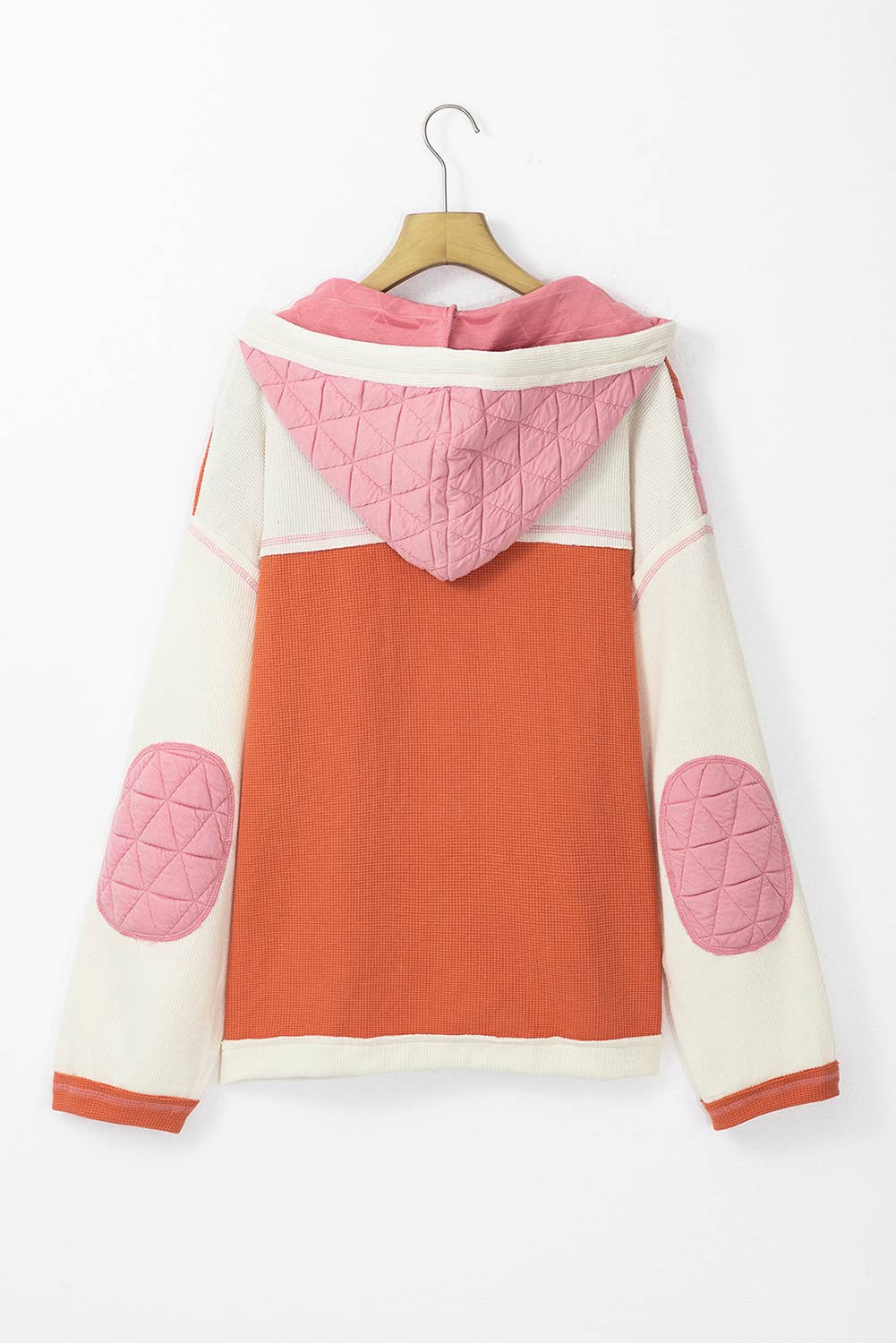 Quilted Patchwork Loose Fit Hooded Jacket