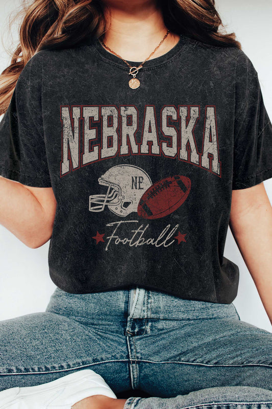 Nebraska Football Black Mineral Tee