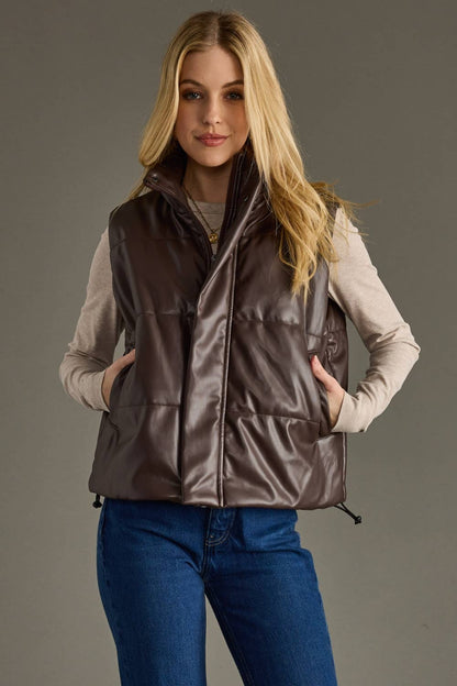 Brown Faux Leather Vest