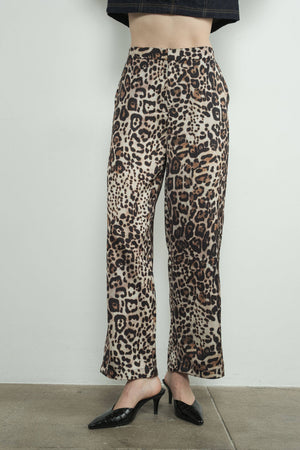 SATIN ANIMAL PRINT PANTS