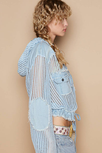 Knit Button Down Hooded Cardigan