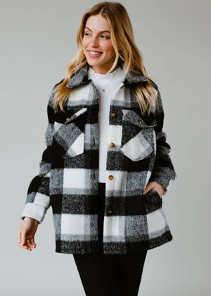 Black, Gray & White Plaid Jacket