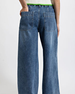 Washed Denim Pants Blue