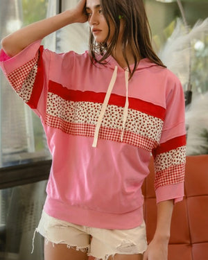 French Terry Mix Pattern Hoodie