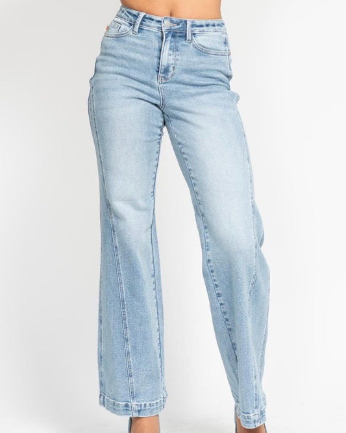 High Waist Side Seam Retro Wide Leg Denim