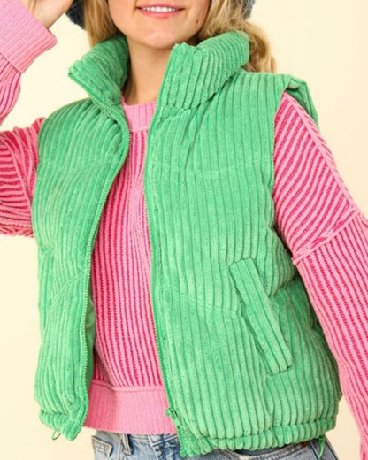 Corduroy Puffer Vest (2 Colors)