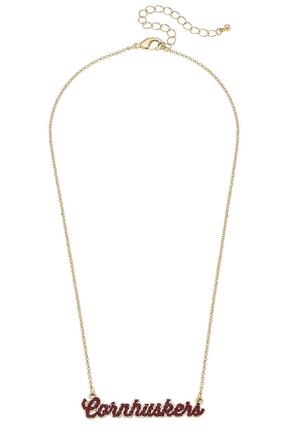 Nebraska Huskers Autograph Enamel Necklace in Red