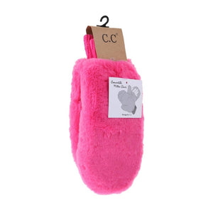 Hot Pink Lined Fur Convertible Mittens