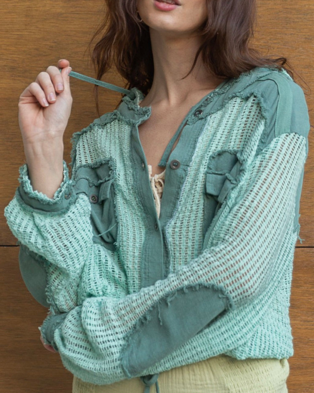 Knit Button Down Hooded Cardigan