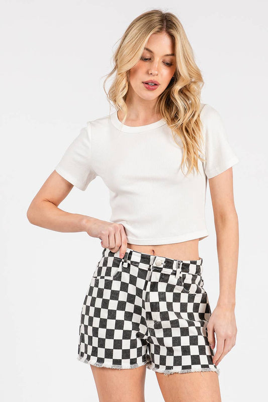 Black Gameday Checkered Shorts