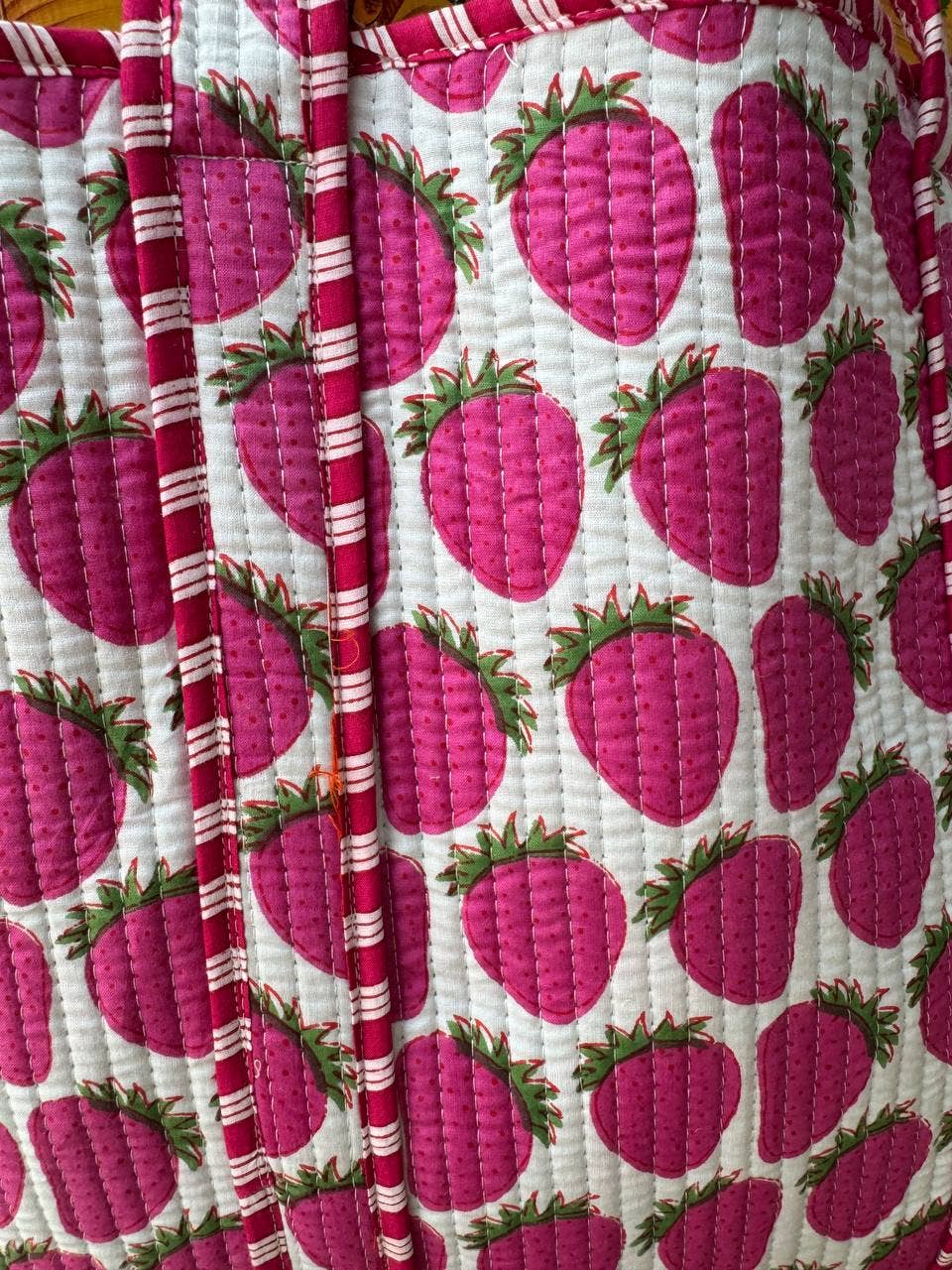 Strawberry Print Quilted Bag