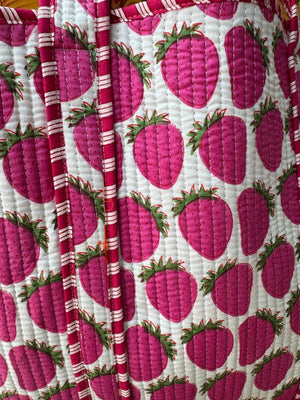 Strawberry Print Quilted Bag