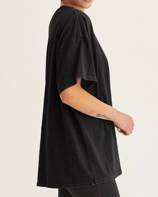 Oversized Distressed Black Tee