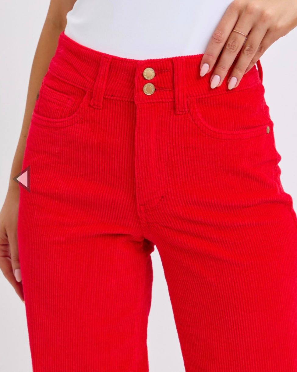 High Waist Red Corduroy Trouser