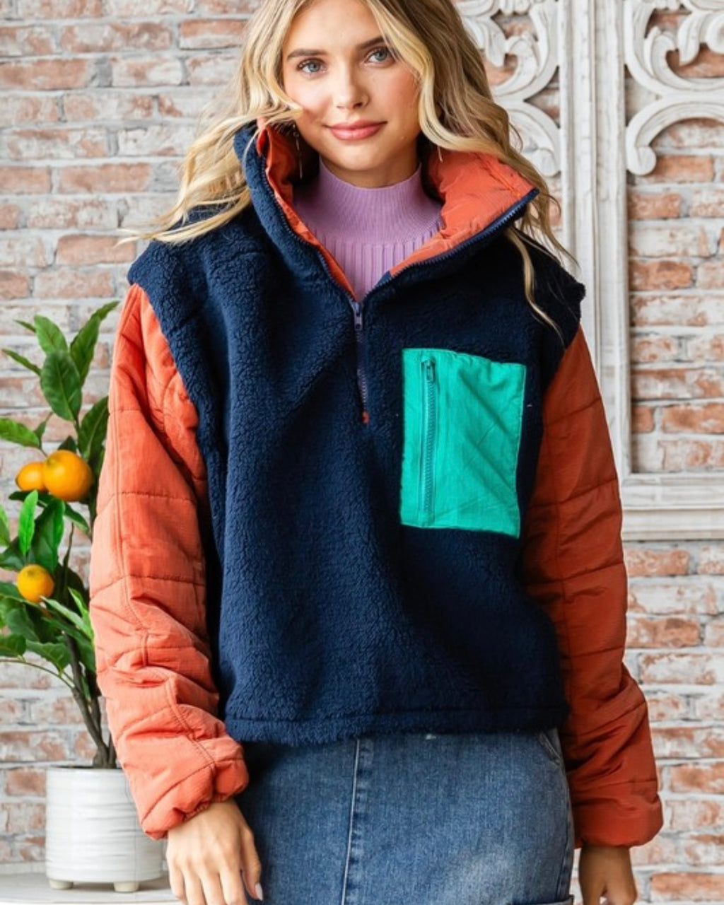 Quilted Puffer Sleeve Pullover