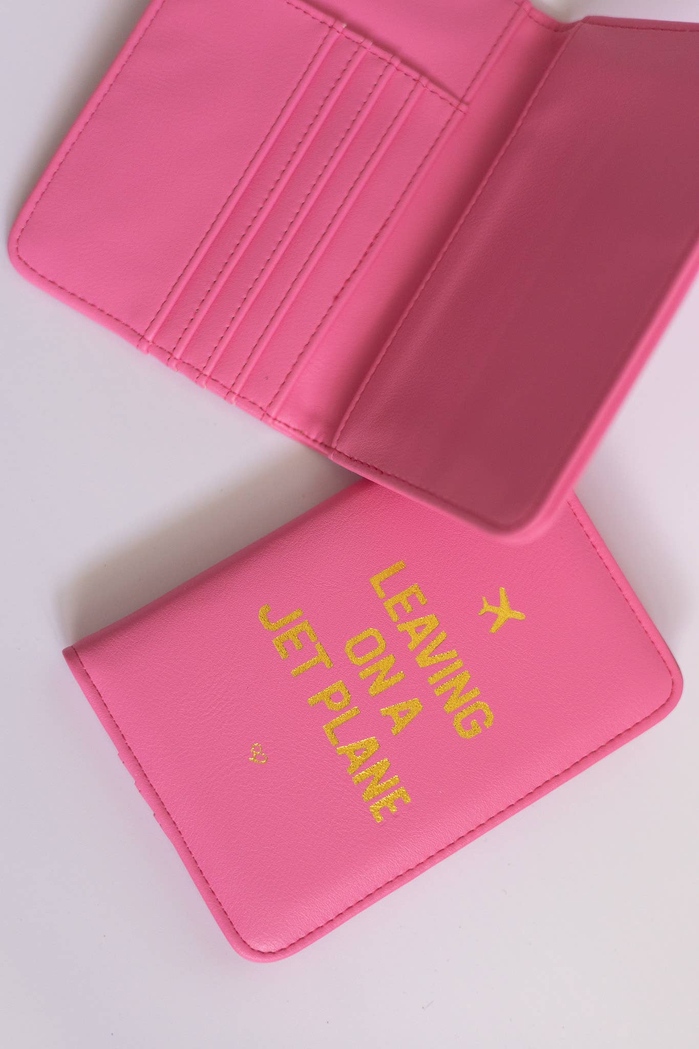 Leaving On A Jet Plane Passport Cover Wallet Pink