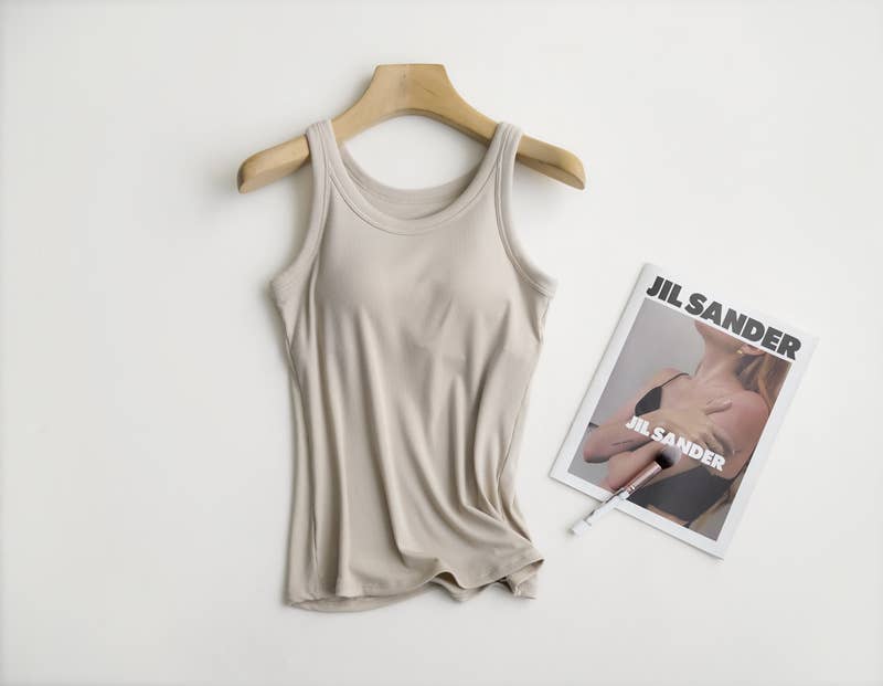 Essential Rib Soft Tank w built in bra
