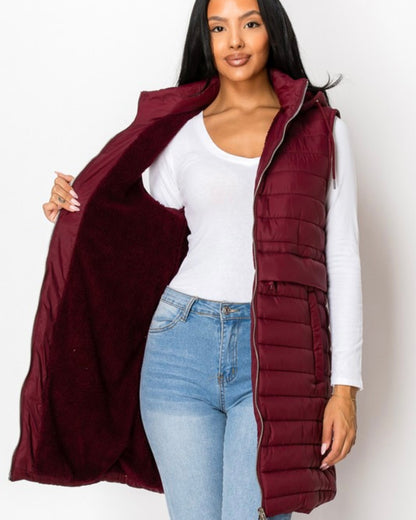 Long Sherpa Hooded Vest