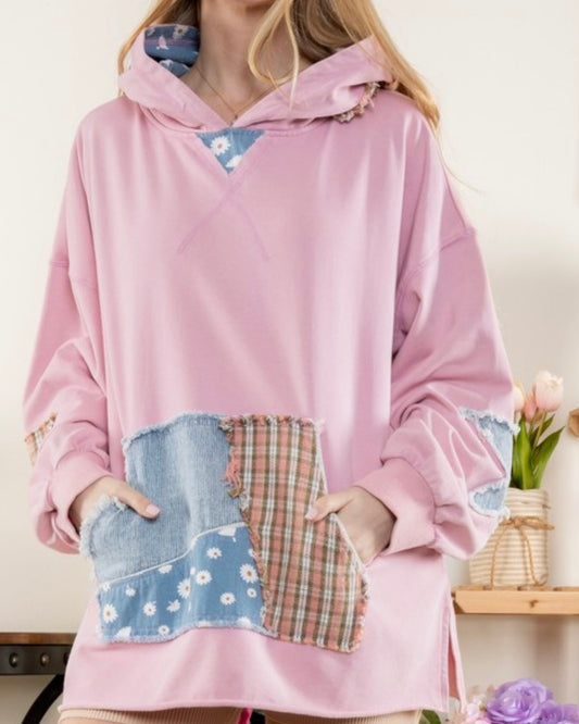 Multi Print Patch Terry Hoodie