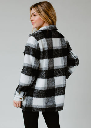 Black, Gray & White Plaid Jacket