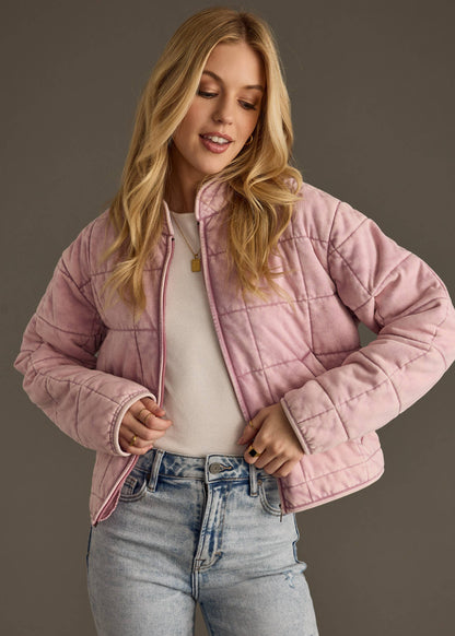Dusty Pink Washed Quilted Jacket
