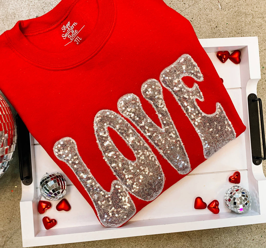 Valentine Love Embroidered Sweatshirt