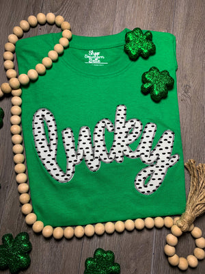 Lucky Saint Patrick’s Day Embroidered Short Sleeve Tee