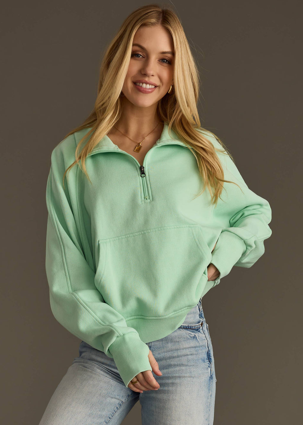 Mint Quarter Zip Sweatshirt