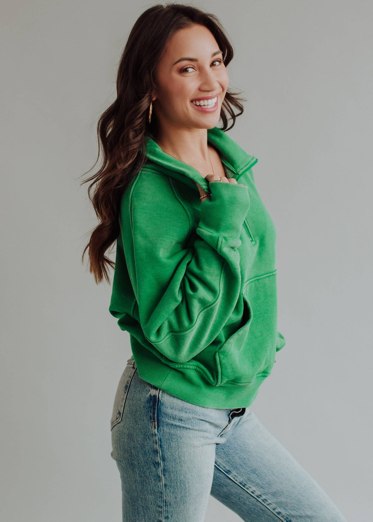 Green Quarter Zip Sweatshirt