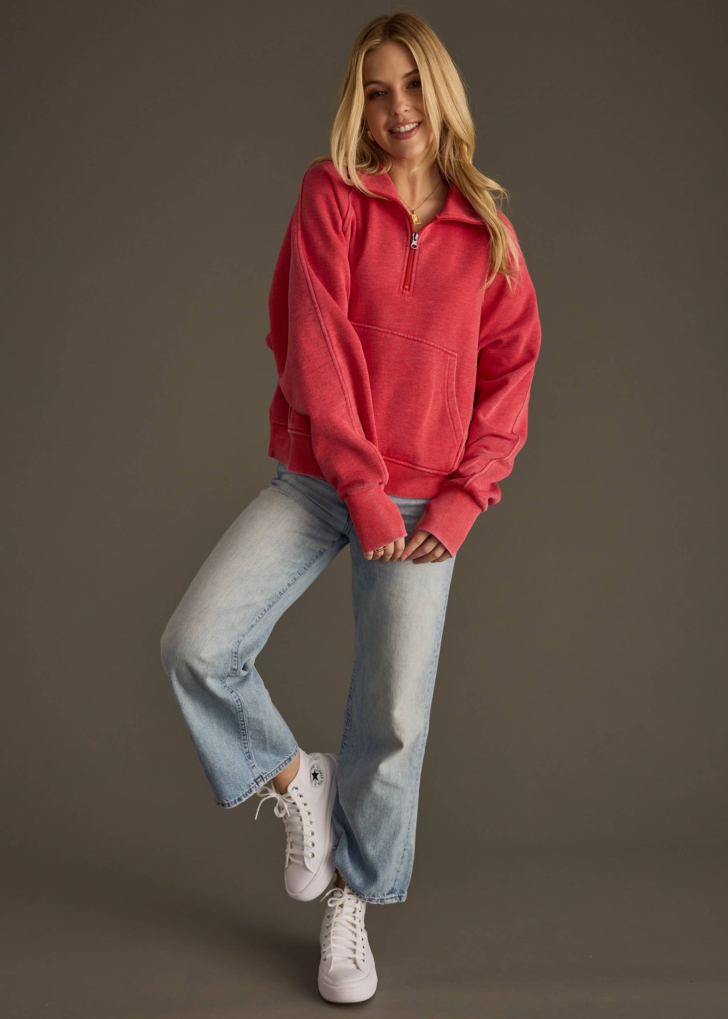 Red Quarter Zip Sweatshirt